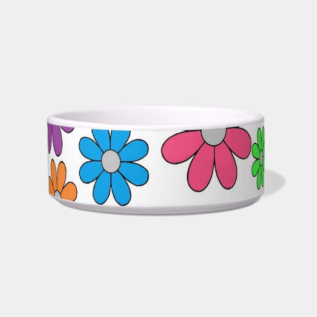 Mittlere Keramik Pet Bowl - Crazy Daisies! Napf (Vorderseite)
