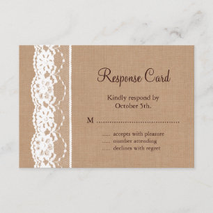 Mittlere Leinwand und Vintages Spitze UAWG RSVP Karte