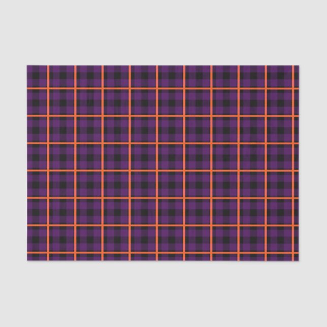 Mittlere Lila und orangefarbene Tartan 01 Seidenpapier (Vorderseite)