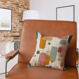 Mittlere Mitte Aquamarin, Gold und Rosa abstrakt Kissen