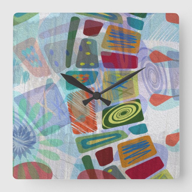 Mittlere Platten III Quadratische Wanduhr (Vorderseite)