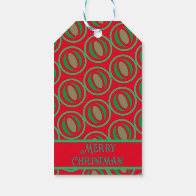 Mittlere rote/grüne Geschenktasche Geschenkanhänger (Rückseite)