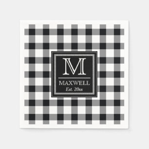 Mittlere rustikale Buffalo-Karos Monogramm Name Ja Serviette