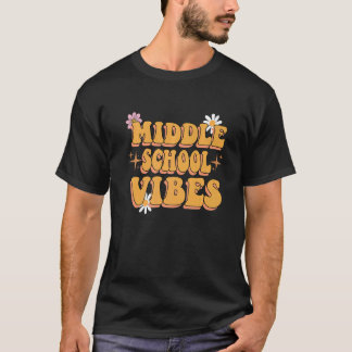 Mittlere Schulatmosphäre Groovy Retro-Blumen Lehre T-Shirt