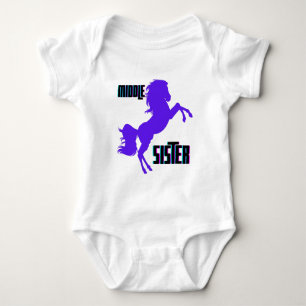 Mittlere Schwester Lila Pony Rearing Baby Strampler