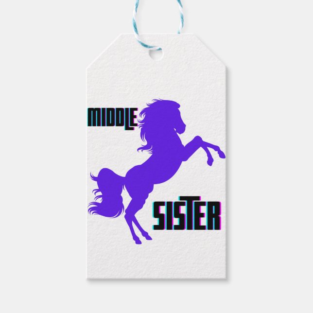 Mittlere Schwester Lila Pony Rearing Geschenkanhänger (Vorderseite)