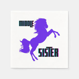 Mittlere Schwester Lila Pony Rearing Serviette