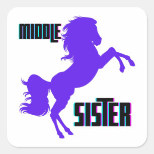 Mittlere Schwester lila Pony Zucht Quadratischer Aufkleber