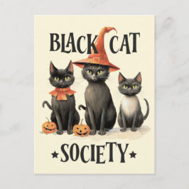 Mittlere Vintage Black Cat Society Postkarte