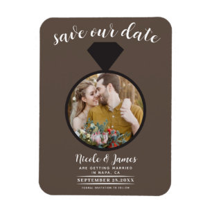 Mittlerer Brauner Hochzeitsring Foto Save the Date Magnet
