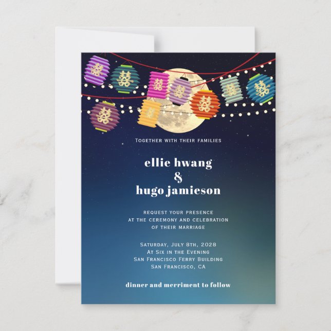 Mittlerer Herbst Doppelfröhlichkeit Laternenleucht Einladung (Vorderseite)