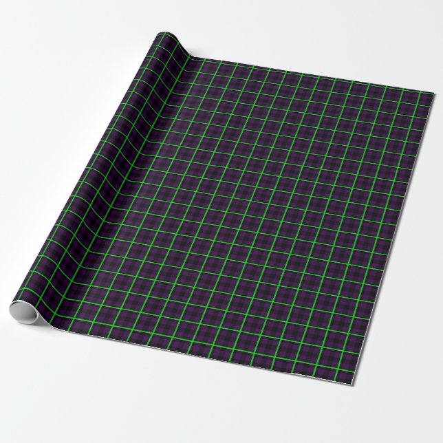 Mittlerer Lila Neon grüner Tartan 01 Geschenkpapier (Ungerollt)