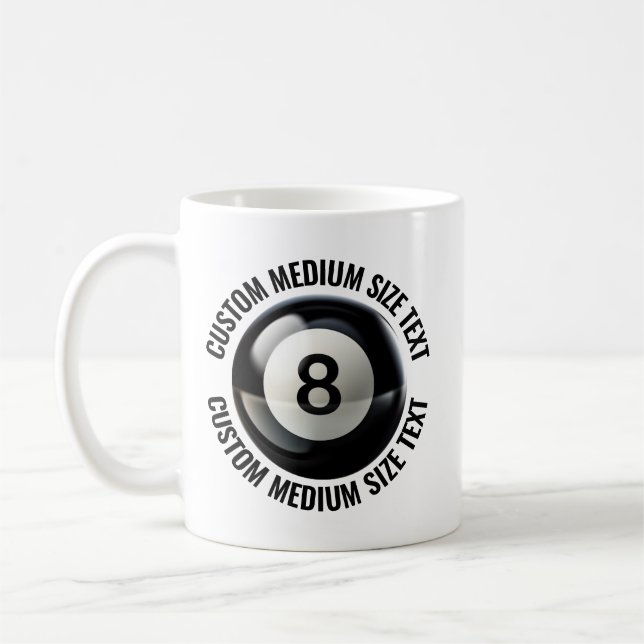Mittlerer personalisierter Text 8-Kugel-Umfrage 32 Kaffeetasse (Links)