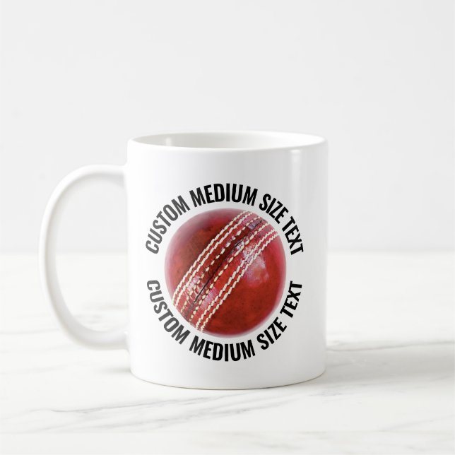 Mittlerer Personalisierter Text Cricketball 11oz.  Kaffeetasse (Links)