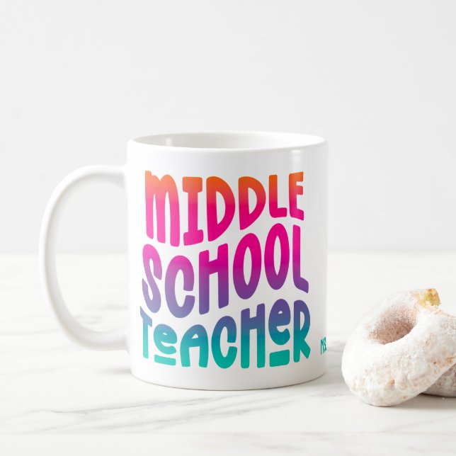 Mittlerer Schullehrer - Farbiger Ombre Text Kaffeetasse (Mit Donut)