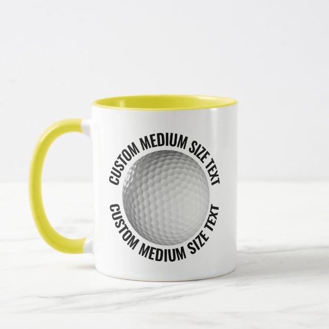 Mittlerer Text GELB Combo 11oz Individueller Golf Tasse (Links)