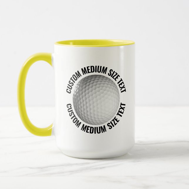 Mittlerer Text GELB Combo 15oz Custom Golf Tasse (Links)