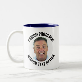Mittlerer Text NAVY Zweifarbig Personalisierte Fot Zweifarbige Tasse