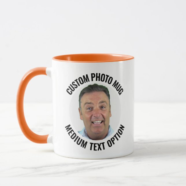 Mittlerer Text ORANGE Combo Personalisierte Fotota Tasse (Links)