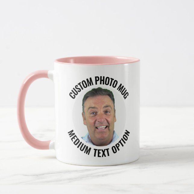 Mittlerer Text ROSA Combo Personalisierte Fototass Tasse (Links)