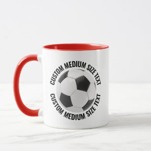 Mittlerer Text ROT Combo 11oz Individueller Fußbal Tasse