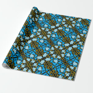 Mittleres Blau mit goldenen Zierteilen in Mustern Geschenkpapier