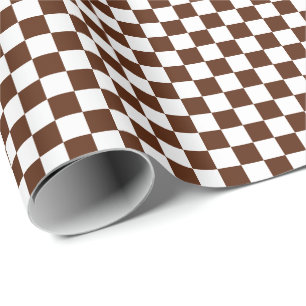 Mittleres Brown und weißes Karo-Verpackungs-Papie Geschenkpapier
