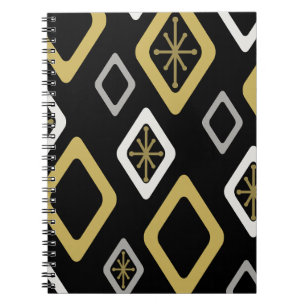 Mittleres Jahrhundert Diamonds Black Gold Notizblock