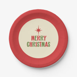 Mittleres Jahrhundert frohe Weihnachts Retro Typog Pappteller