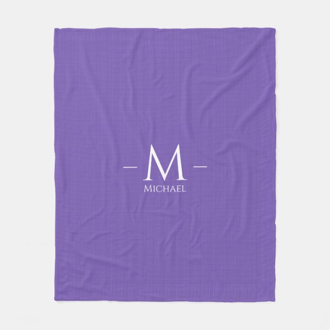Mittleres Lila Blue Monogram Template Fleecedecke (Vorderseite)