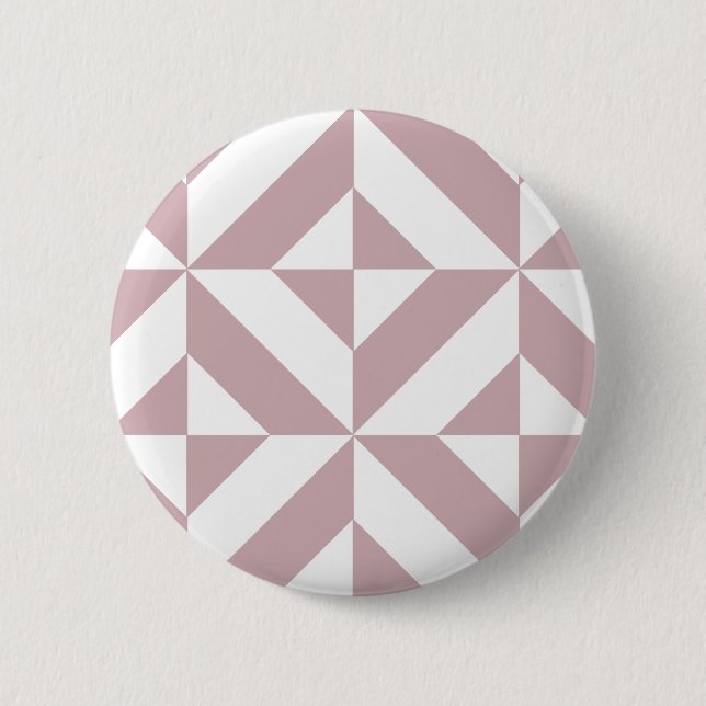 Mittleres Mauve Geometric Deko Cube Muster Button (Vorderseite)