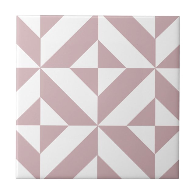 Mittleres Mauve Geometric Deko Cube Muster Fliese (Vorderseite)