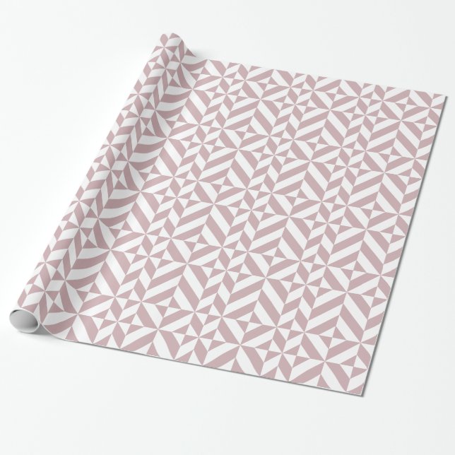 Mittleres Mauve Geometric Deko Cube Muster Geschenkpapier (Ungerollt)