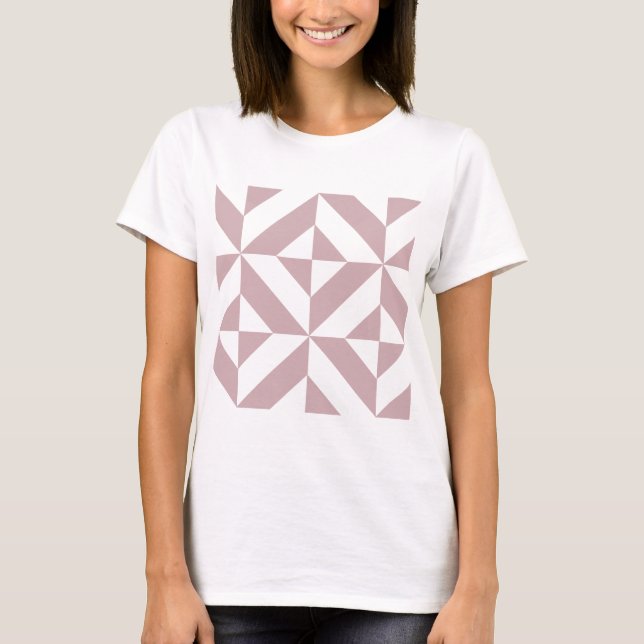 Mittleres Mauve Geometric Deko Cube Muster T-Shirt (Vorderseite)