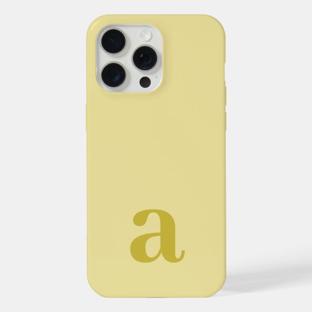 Mittleres Monogramm Buchstabe Blassgelb Minimalist iPhone Hülle (Rückseite)