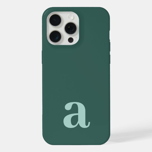 Mittleres Monogramm Buchstabe Meergrün/Teal Minima iPhone Hülle (Rückseite)