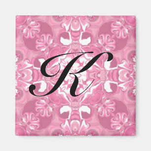 Mittleres Rosa-Kaleidoskop-Muster #2 Monogramm Magnet