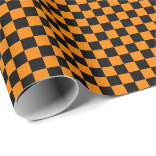 Mittleres Schwarz-Orange-Karo-Umschlagpapier Geschenkpapier