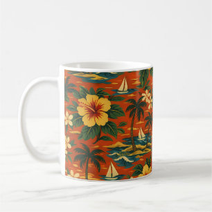 Mittsiebziger Vibranter Hawaiianischer Hemdendruck Kaffeetasse