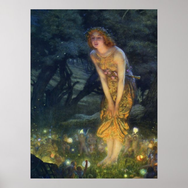 Mittsommer Abend Pre-Raphaelite Art Print Poster (Vorne)