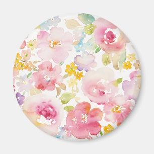Mittsommer   Aquarellfarbe Rosa Blütenfarbe Magnet