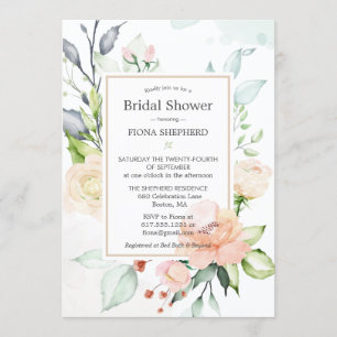 Mittsommer Elegante Wasserfarbe Florale Hochzeitsd Einladung