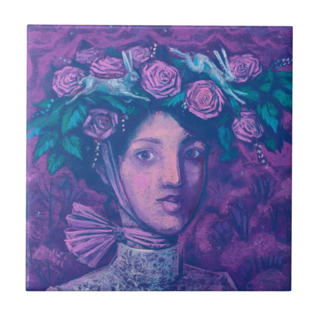 Mittsommer Hut, Sommer Fantasy Surreal Portrait Ar Fliese (Vorderseite)