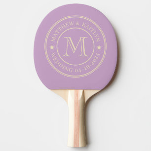 Mittsommer-Lilien-Hochzeitsmonogramm-Stern Tischtennis Schläger