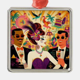 Mittsommer Mardi Gras Cocktailparty Ornament Aus Metall
