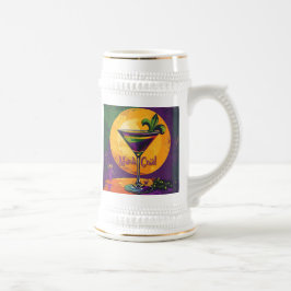 Mittsommer Mardi Gras Sonnenuntergang Fleur De Lis Bierglas