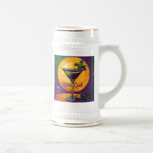 Mittsommer Mardi Gras Sonnenuntergang Fleur De Lis Bierglas