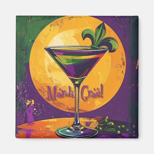 Mittsommer Mardi Gras Sonnenuntergang Fleur De Lis Magnet (Vorne)
