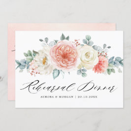 Mittsommer Peach Pastell Probe Abendessen Einladung