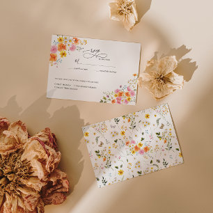Mittsommer   Romantische Herbstblumen Hochzeit RSV RSVP Karte